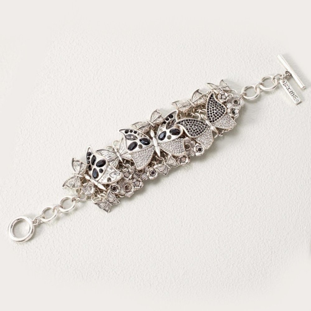 WHBM * 3D Butterfly & Silvertone Statement Bracelet UNIQUE!